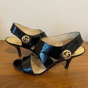MICHAEL Michael Kors Rochelle Black Patent Leather Heels 3 1/2 inch - Size 8